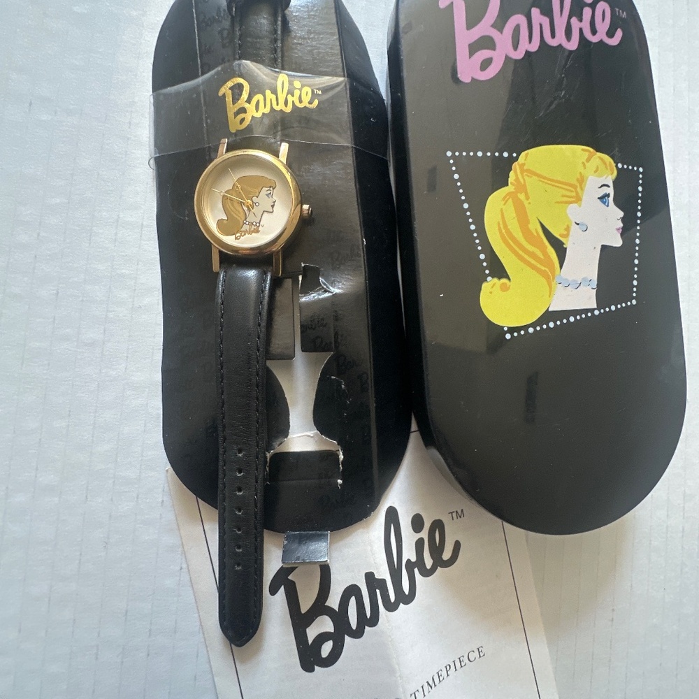 NIB Vtg 1996 Barbie Hyde park Gold Silhouette Women's Watch poodle parade